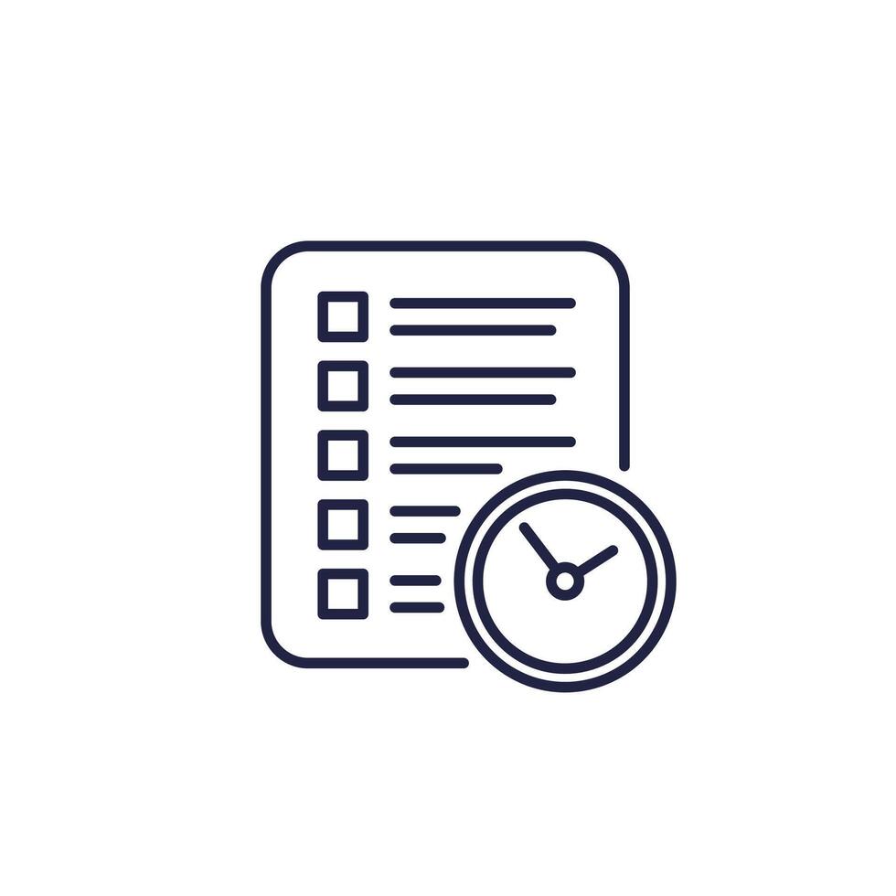 timesheet and time tracking line icon, vector