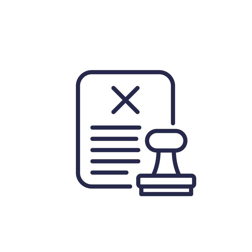 rejected document line icon with a stamp vector