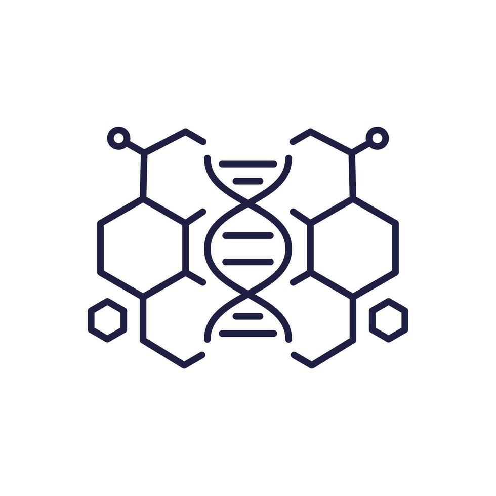Biomaterials and bioengineering line icon vector