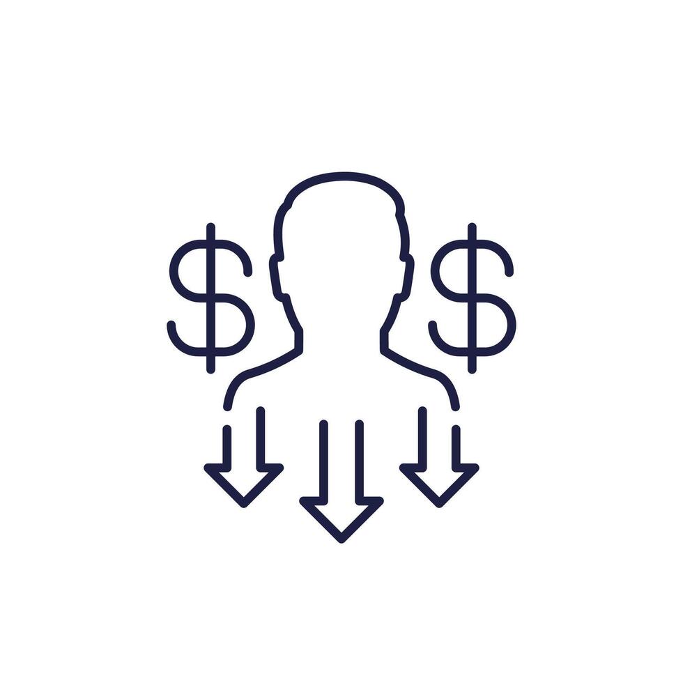 reduce labor costs icon in line style vector