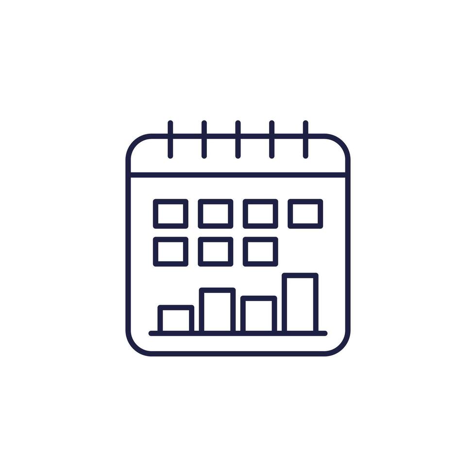 Calendar icon with a graph, line pictogram vector