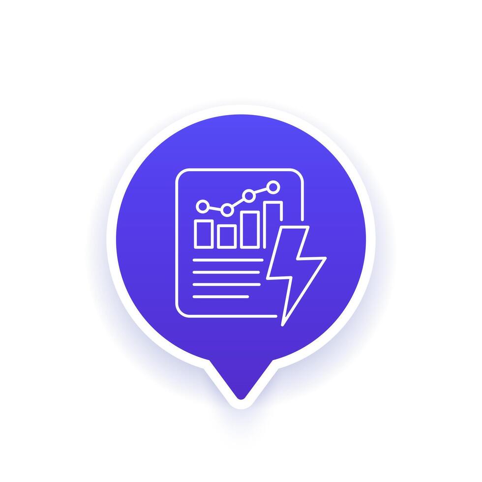 power consumption report icon in linear design vector