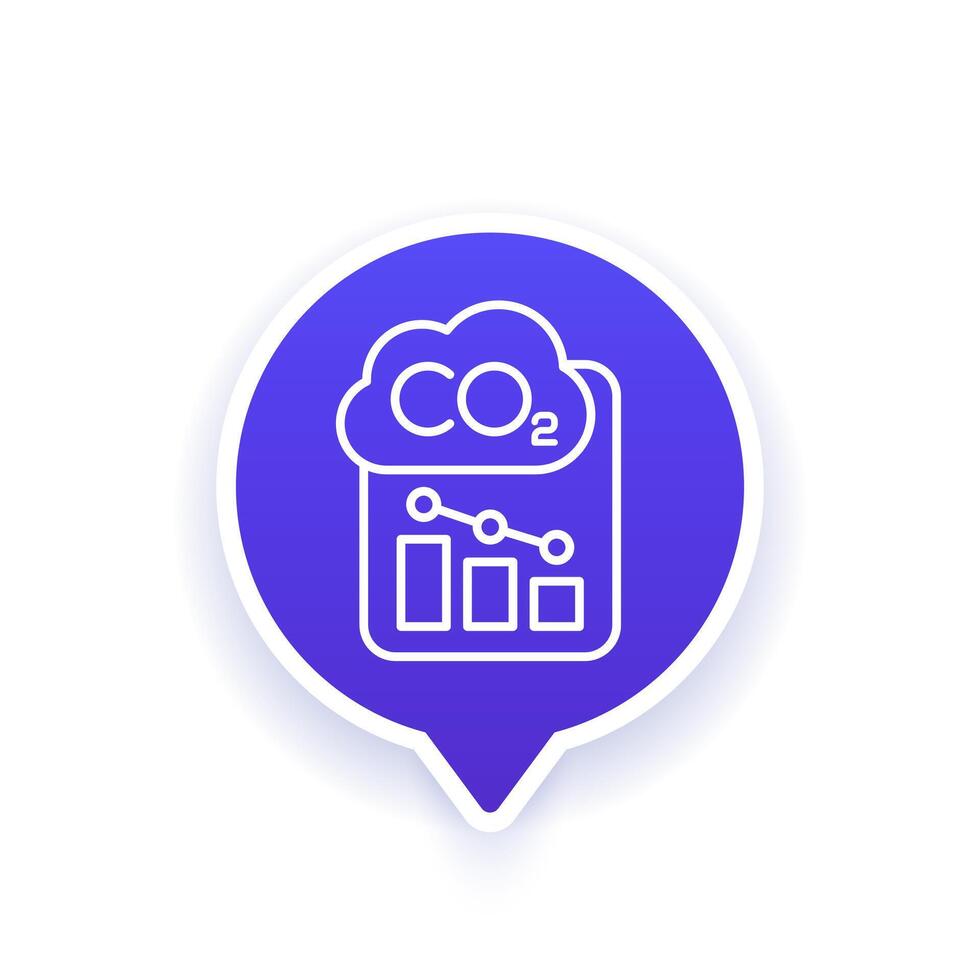 carbon emission reduction report line icon, vector