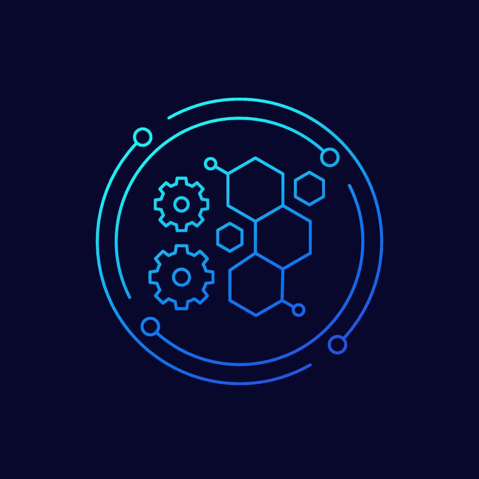 bioengineering and biotechnology icon, linear design vector