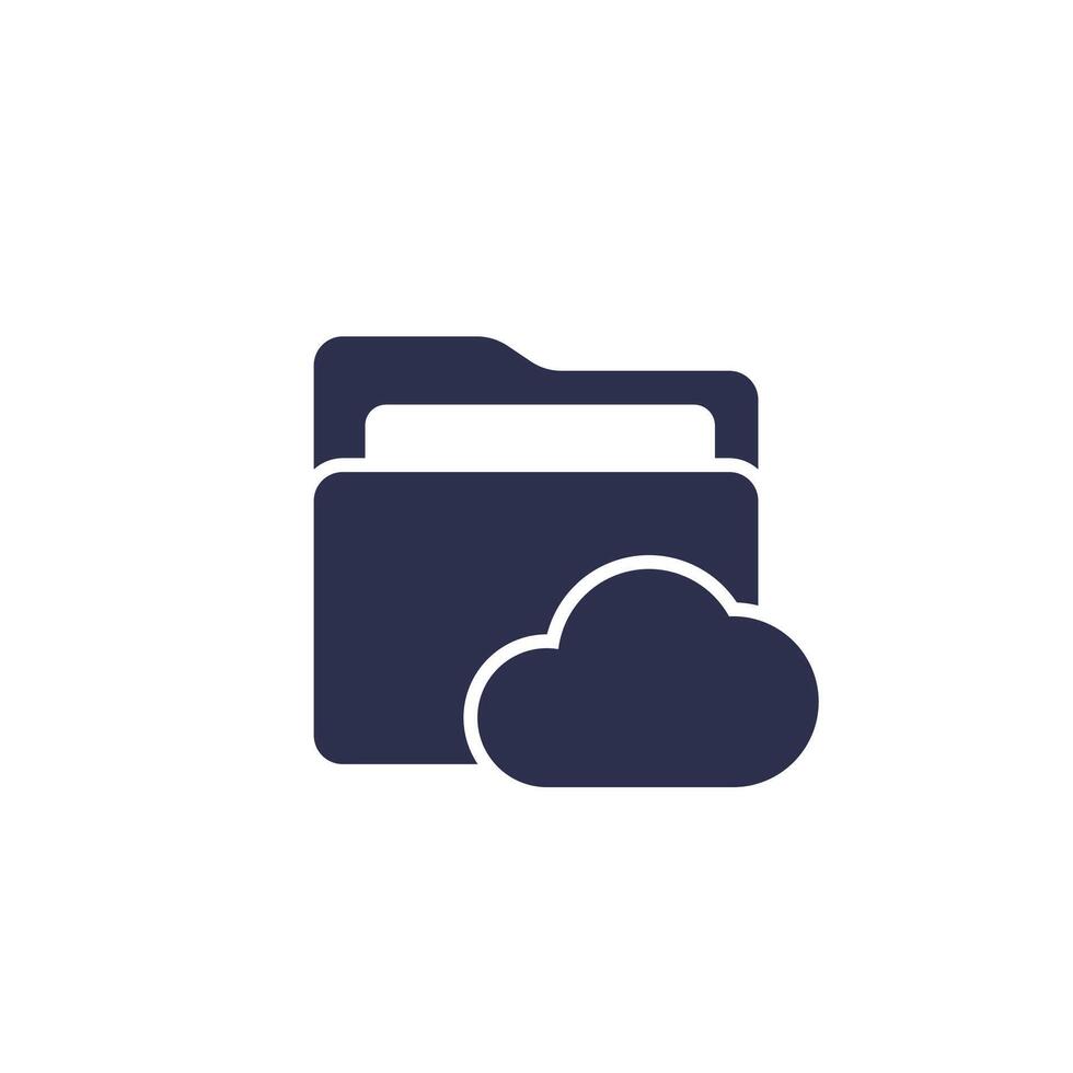 cloud folder icon on white, vector