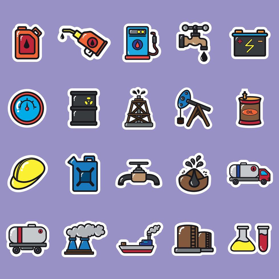 Illustration of elements related to the oil and gas industry, made with funny images for education vector