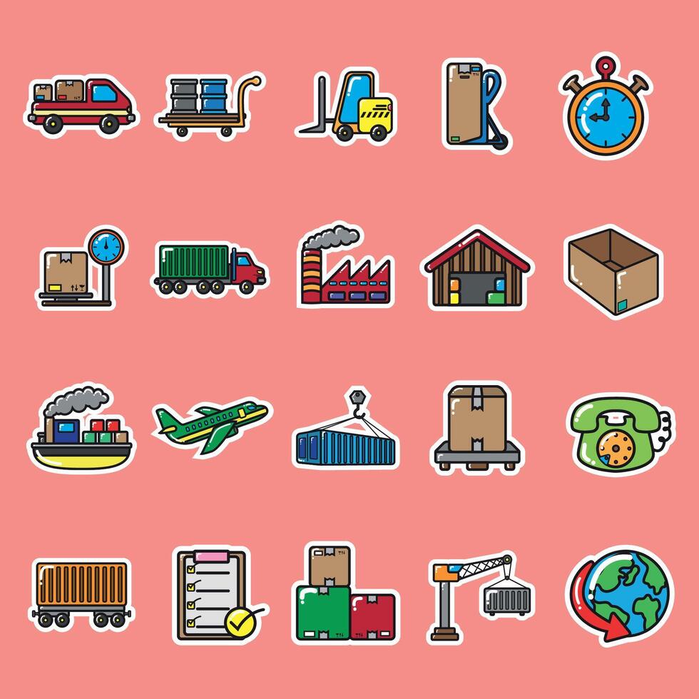 Logistics equipment illustration made in cute and sticker style vector