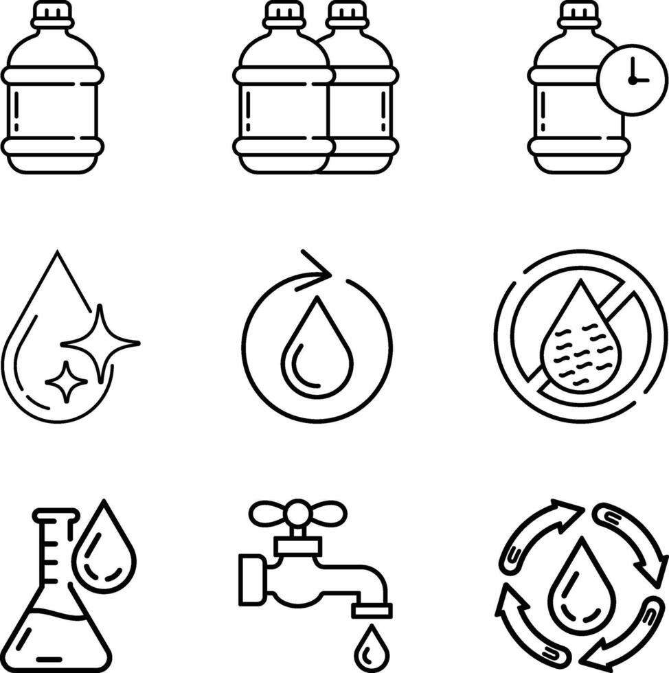Clean and Minimalist Water Delivery Icon Set vector