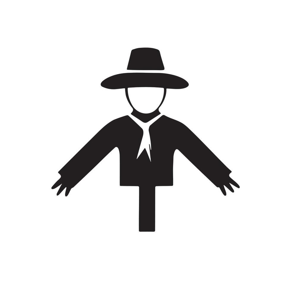 Scarecrow Field Icon for Farming, Agriculture Design vector
