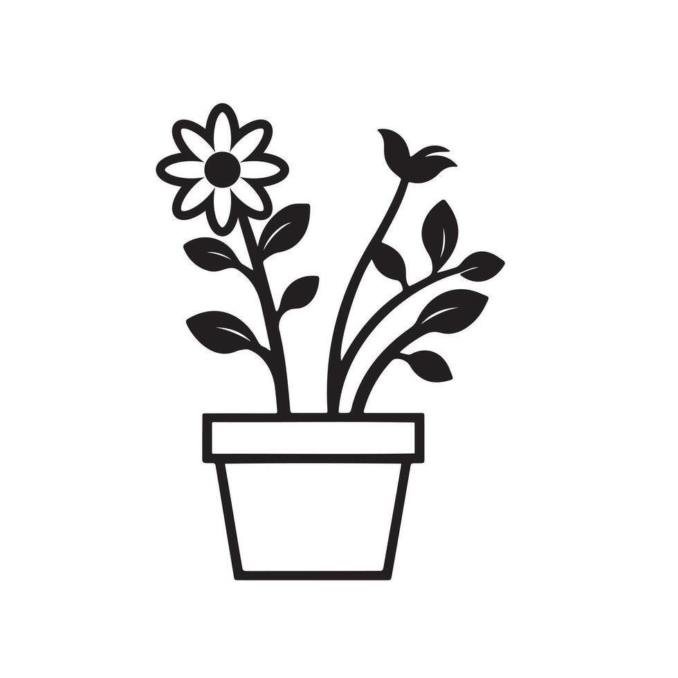 Plants on Vase Icon, Nature Meets Interior Design vector