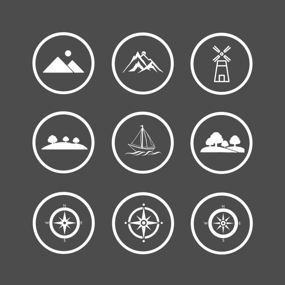 Adventure Icon Sets for Travel, Hiking, Exploration Designs vector