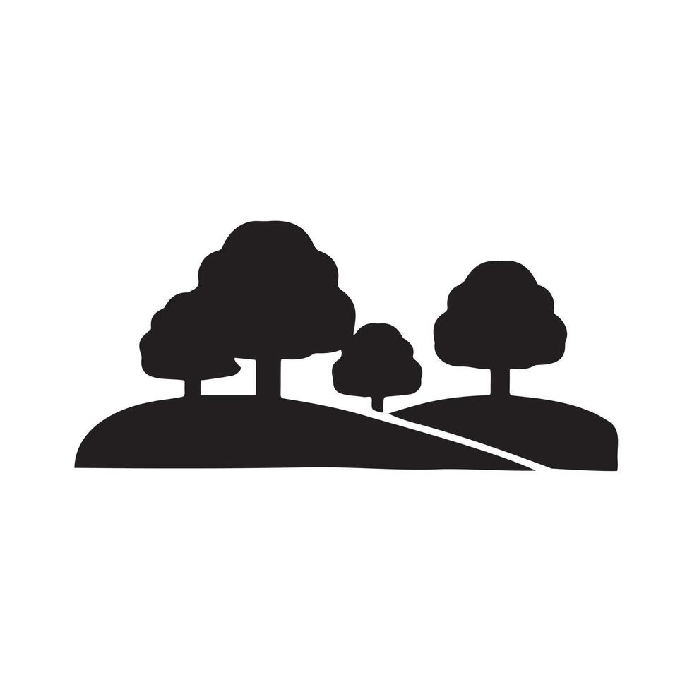 Trees on High Land Icon for Nature, Landscape Design vector