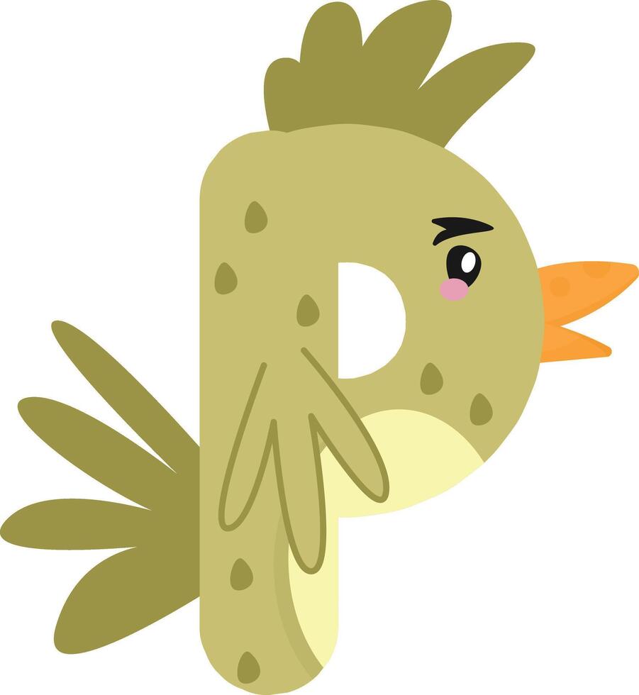 Rooster Font Letter P vector