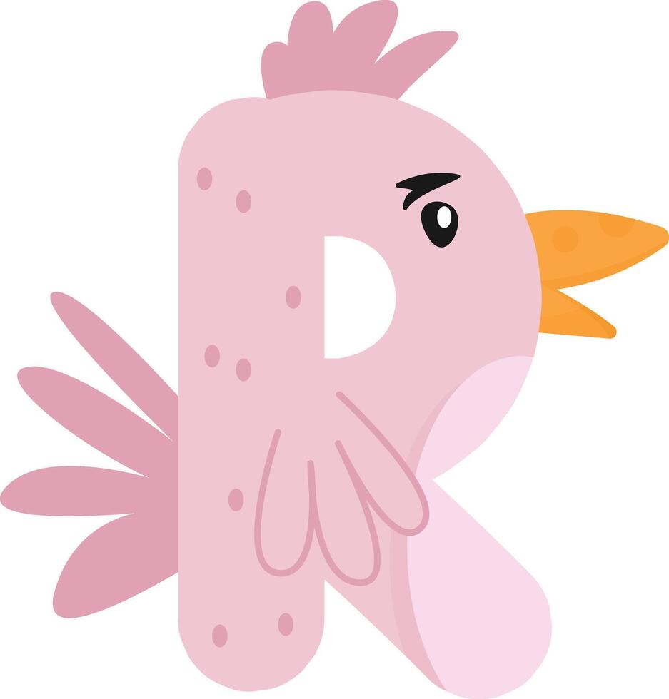 Rooster Font Letter R vector