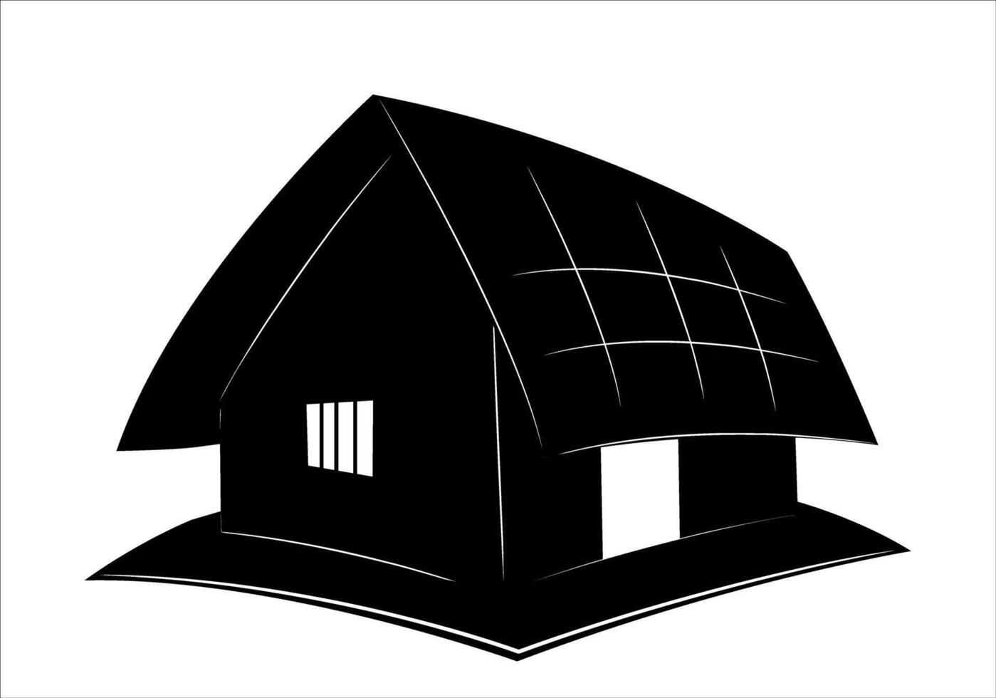 Village House Silhouette. vector