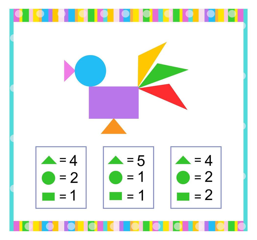 Math game for children. Need to find the correct answer. Practice worksheet. Number range up to 5. vector