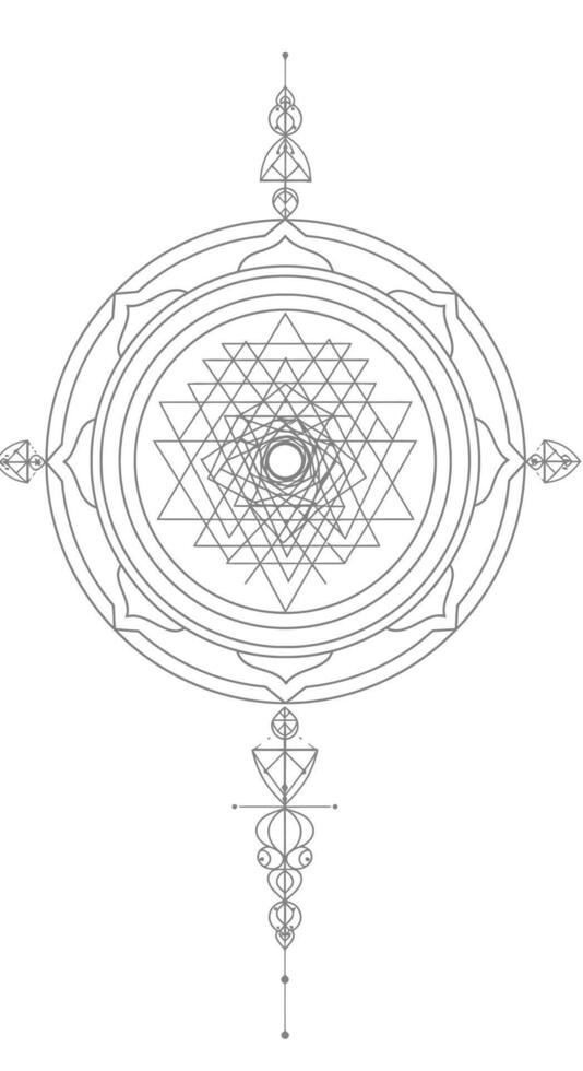 Sacred Geometry Yantra Mandala Pattern with White. vector