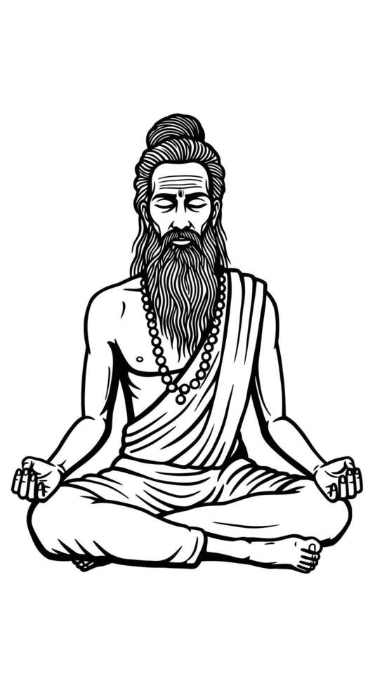 Yogi Meditation Spiritual art. vector