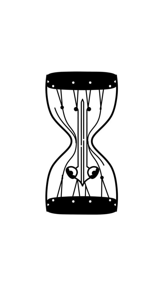 Damaru Drum with Traditional, Music, and Black and White. vector