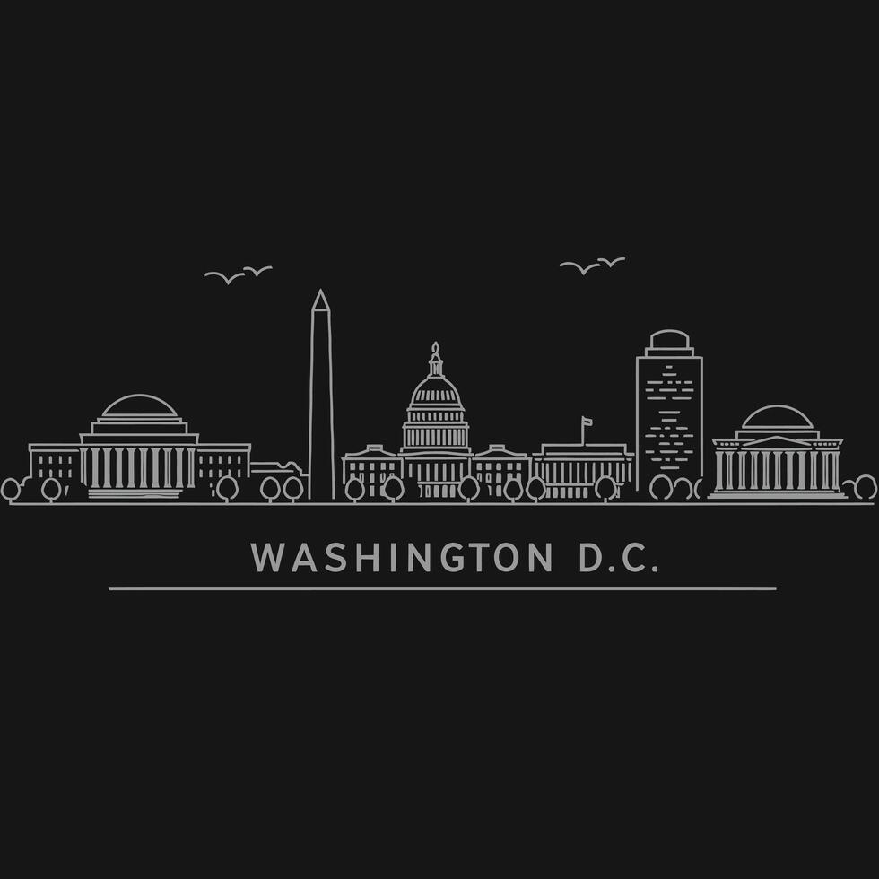 Washington DC Skyline Minimalist Outline. vector