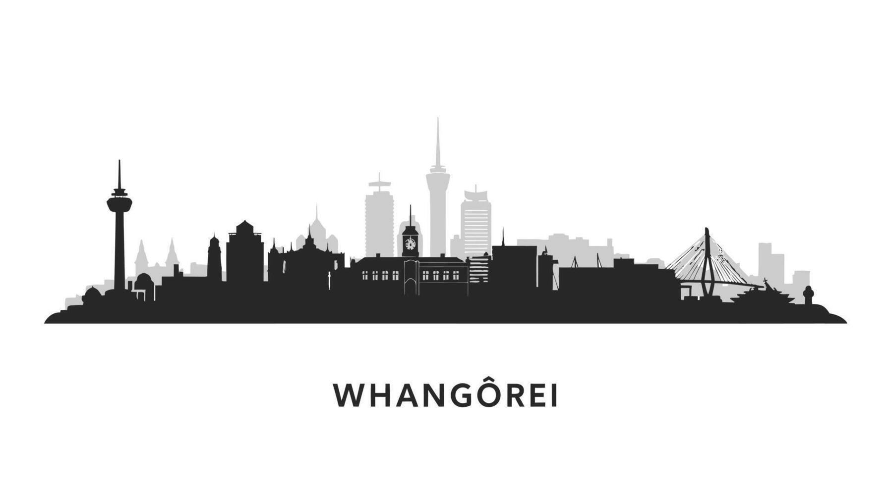 Whangarei Skyline New Zealand . vector