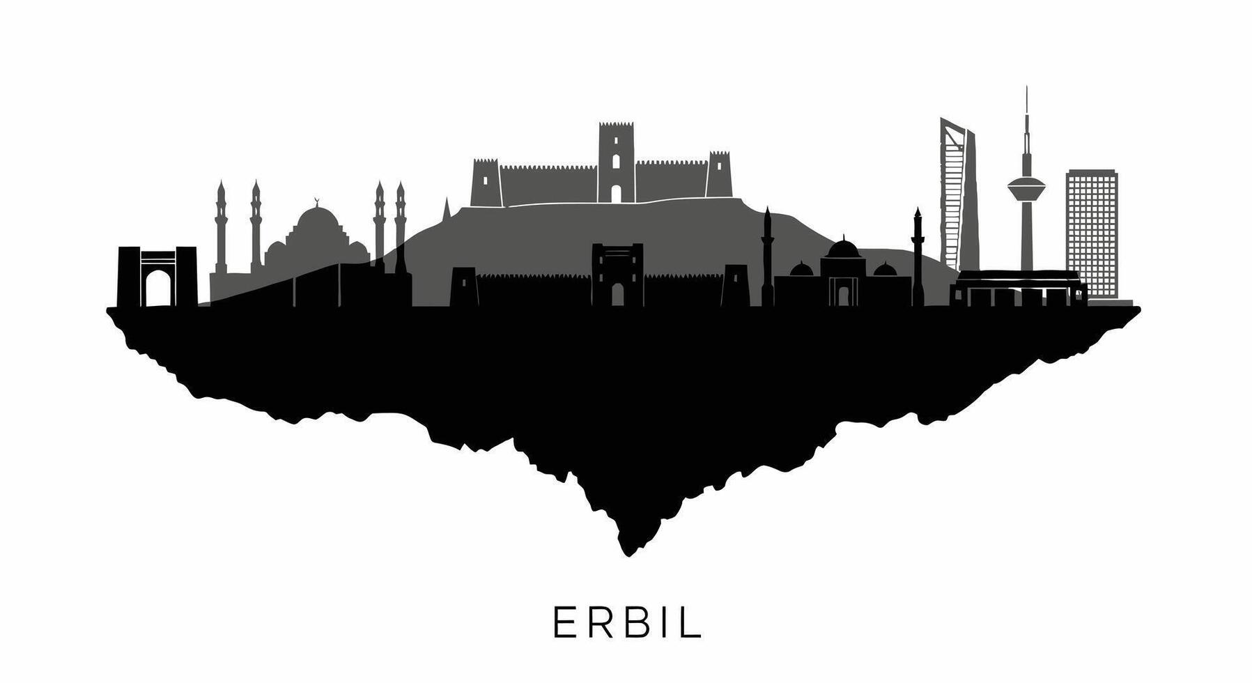 Erbil skyline with Iraq Cityscape silhouette. vector