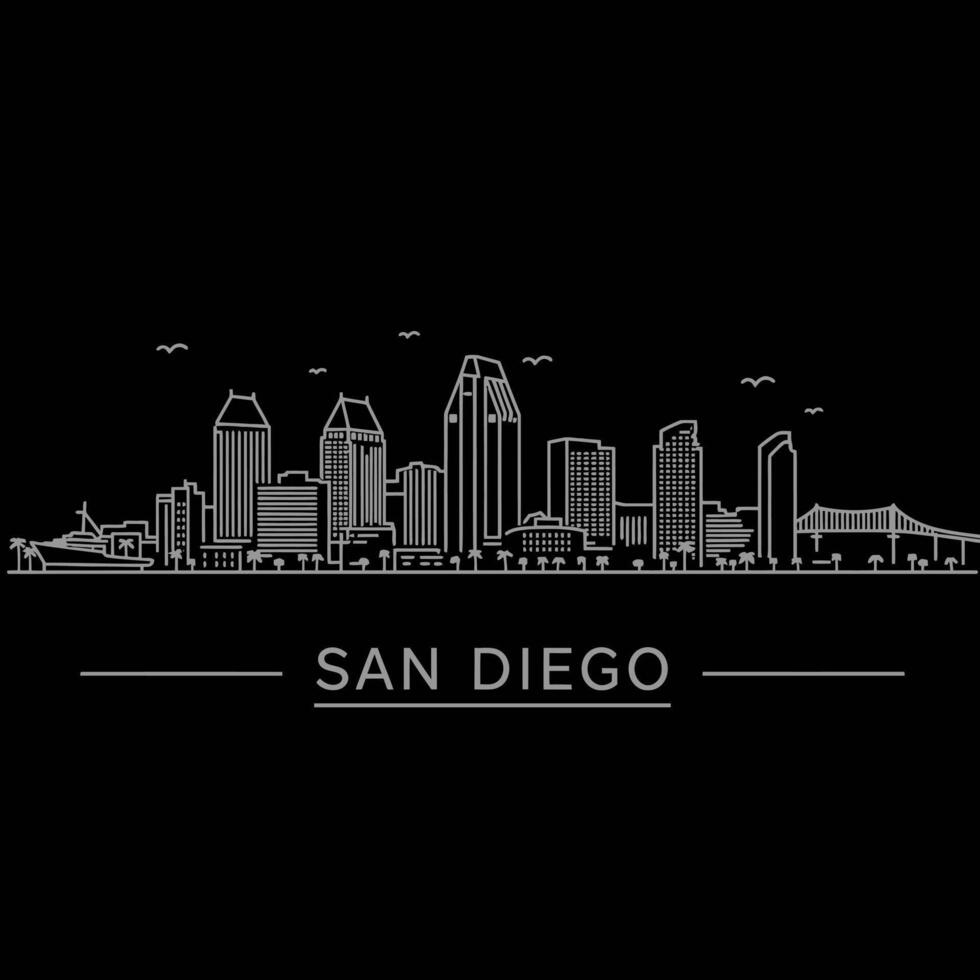 San Diego Skyline Outline with Cityscape . vector