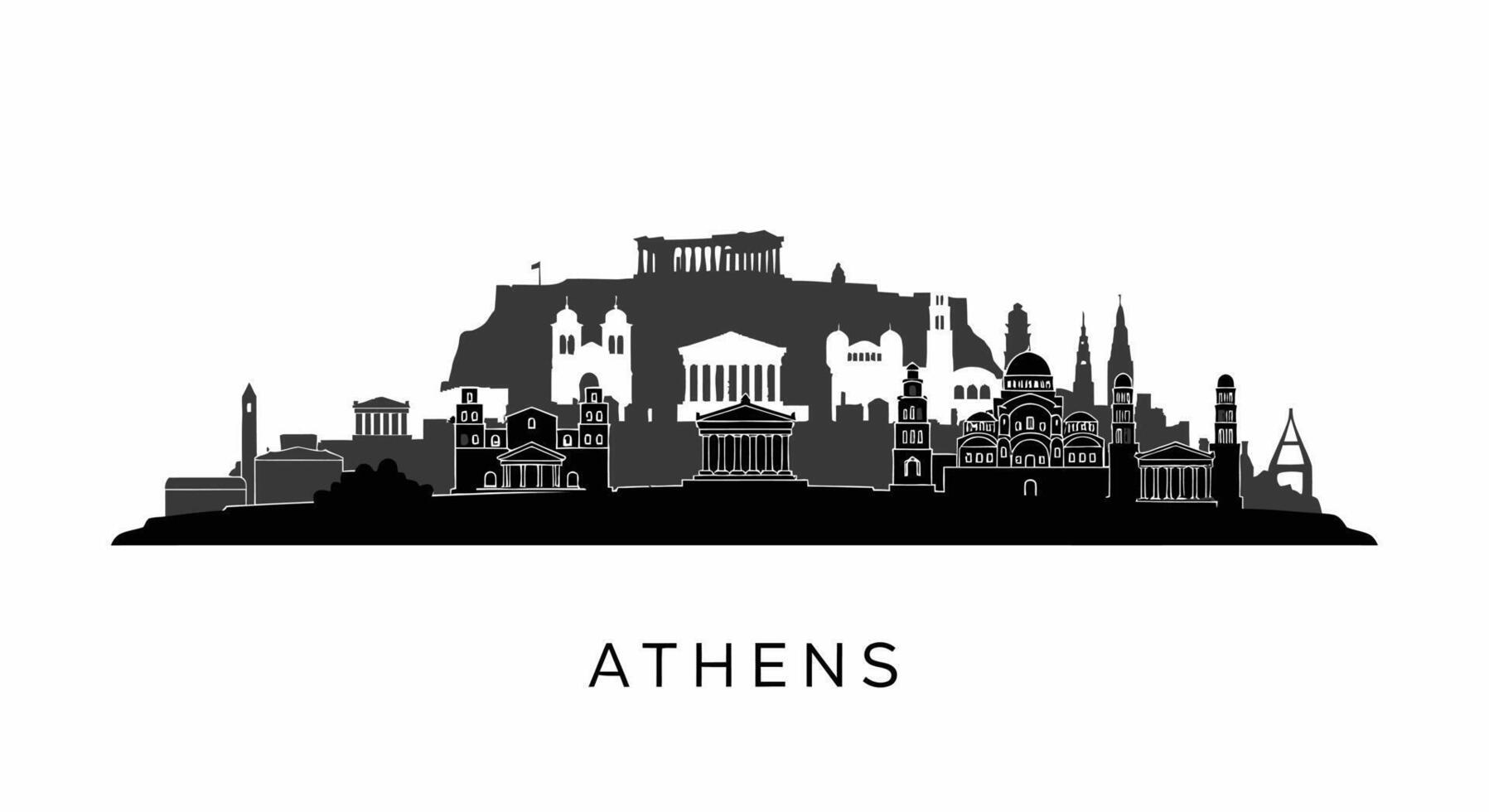 Athens Greece Skyline with Silhouette, and Architecture. vector