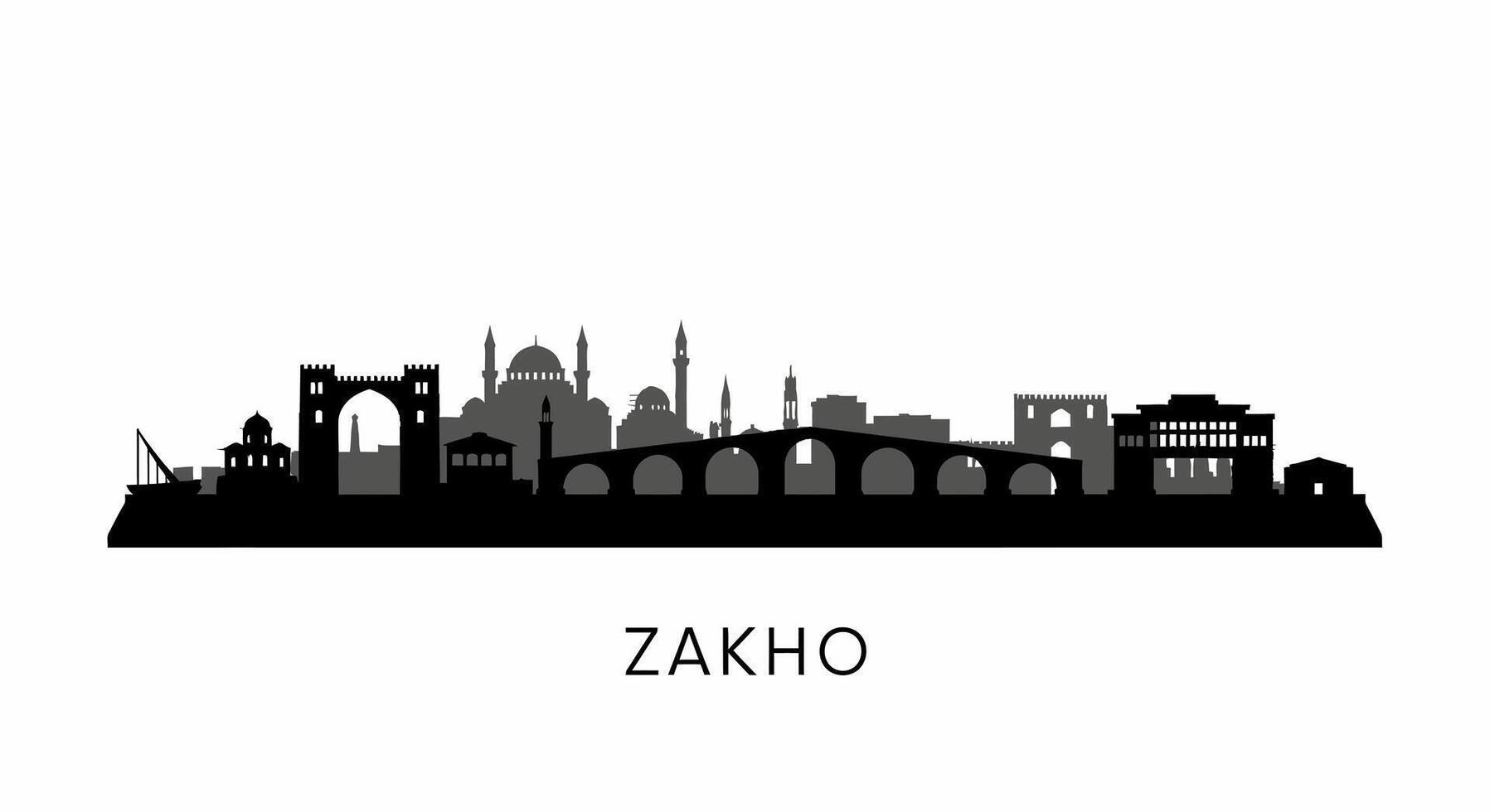 Zakho Skyline City Silhouette . vector