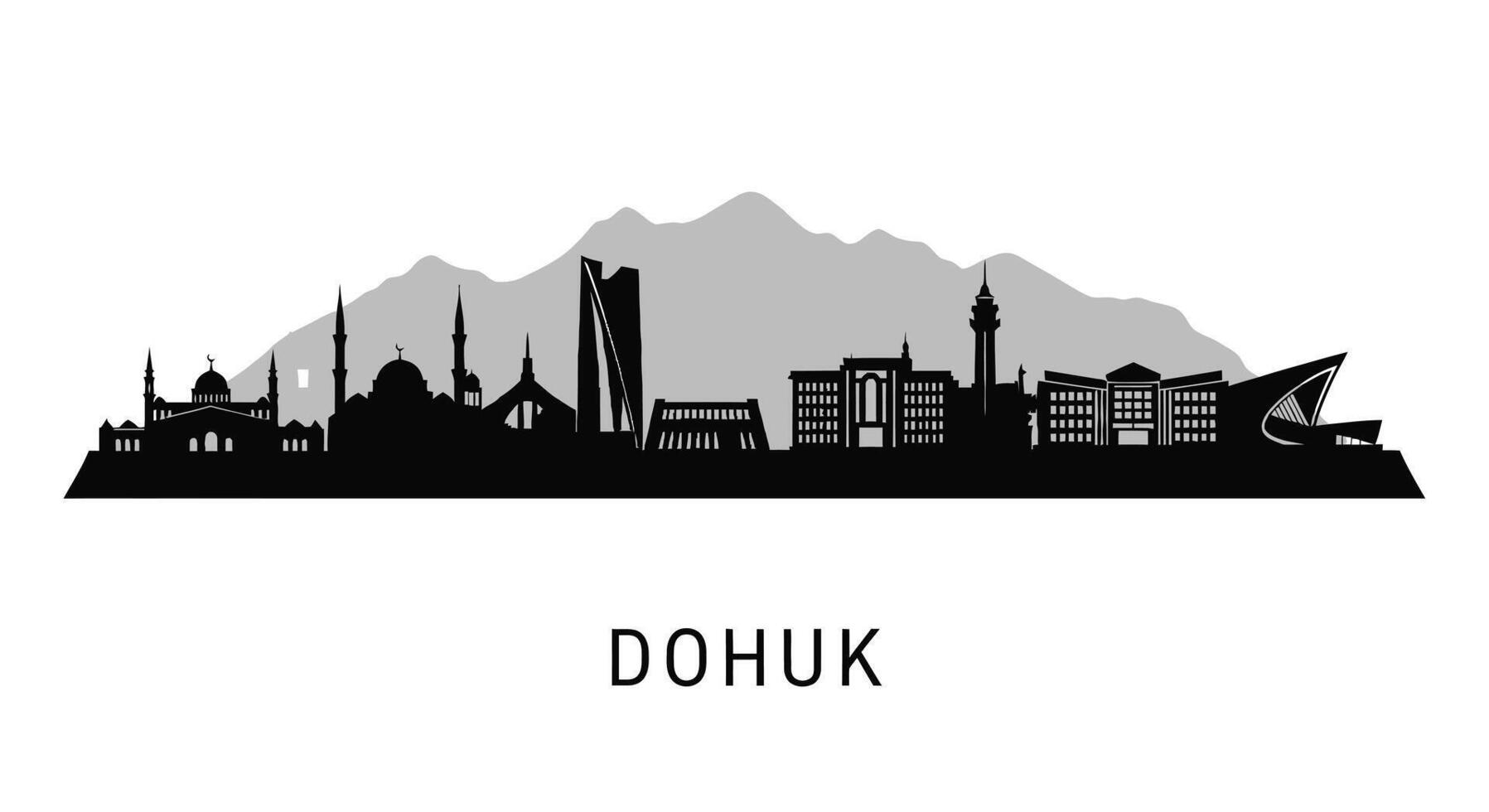 Dohuk Skyline with Iraq Cityscape silhouette. vector