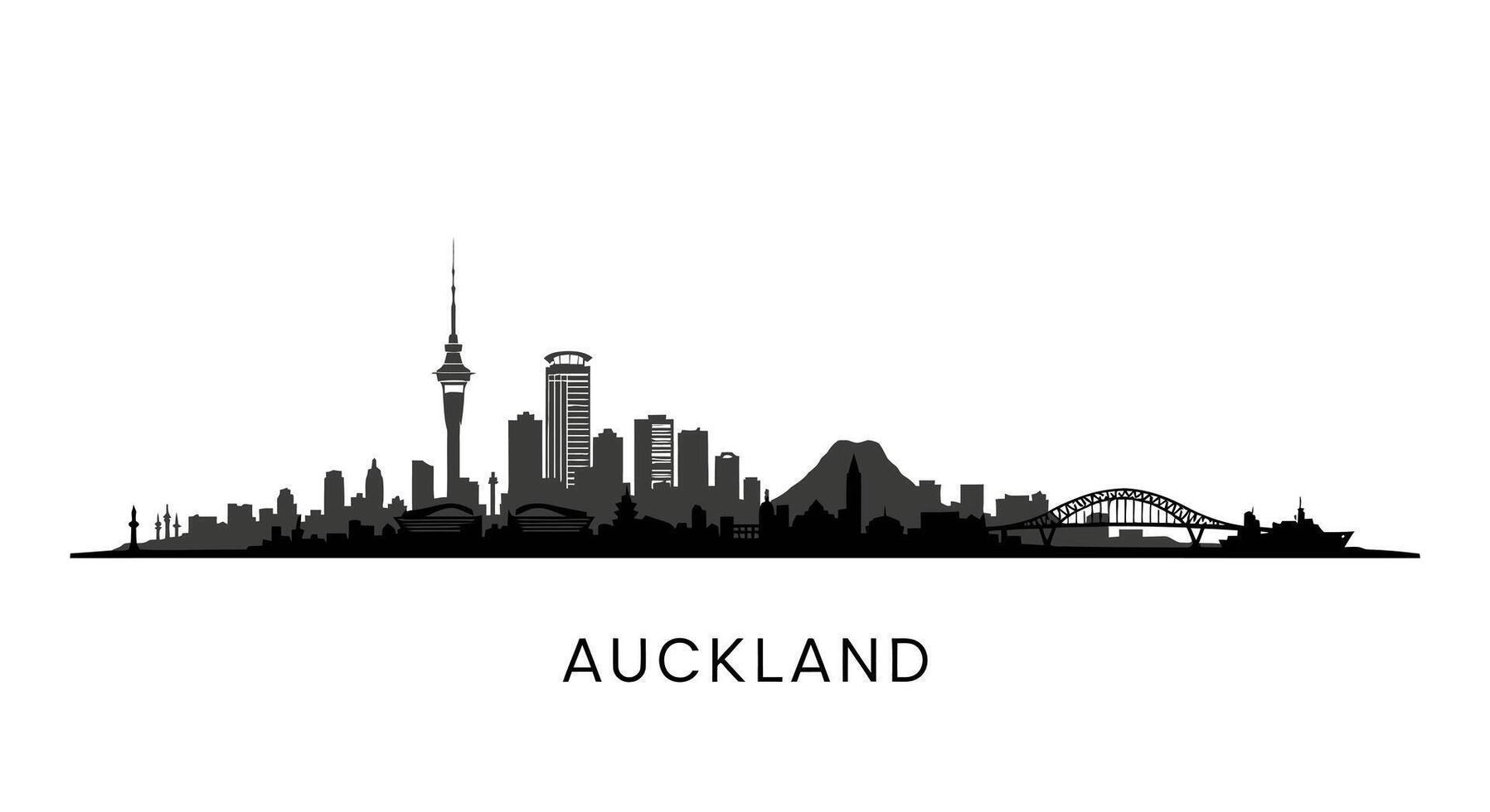 Auckland Skyline with New Zealand, Cityscape, and Black. vector