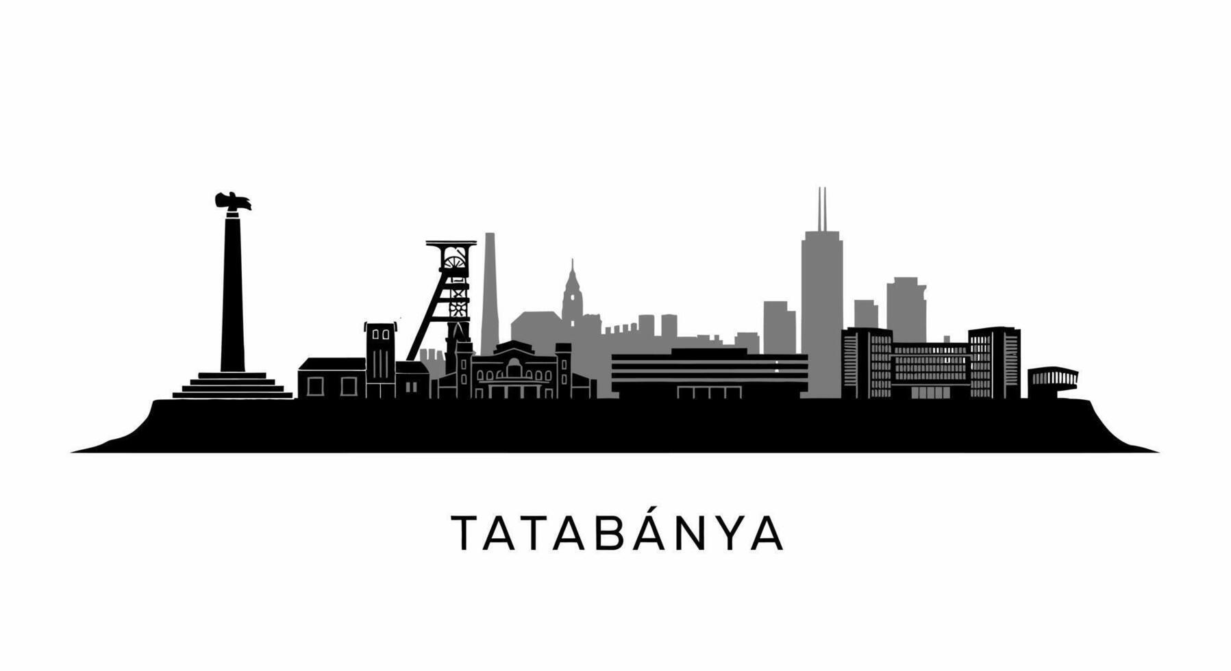 Tatabanya Skyline with Hungary, Silhouette, and Cityscape. vector