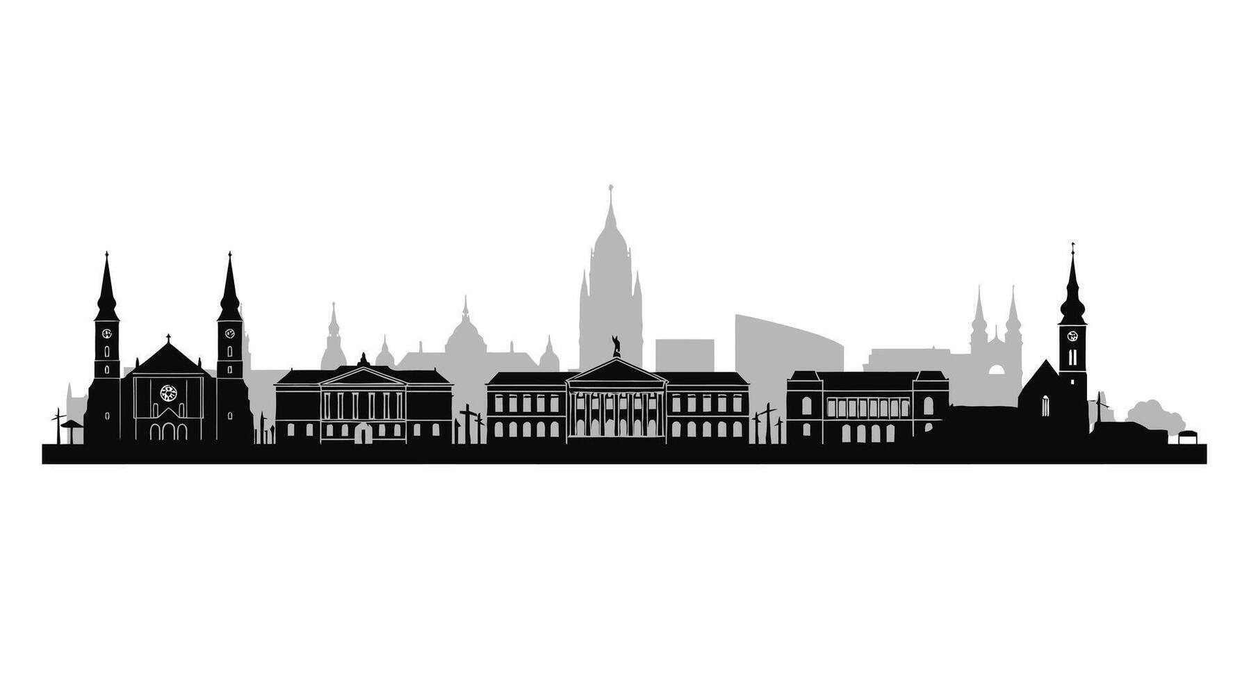 Budapest Skyline Silhouette with Hungary, and Cityscape. vector