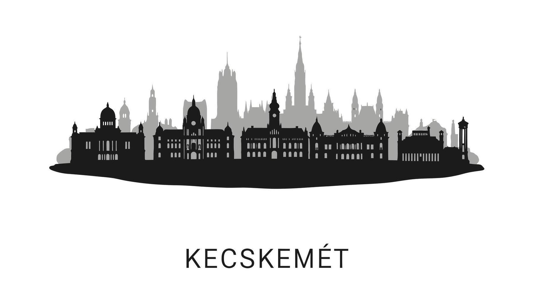 Kecskemet Skyline with Hungary, , and Silhouette. vector
