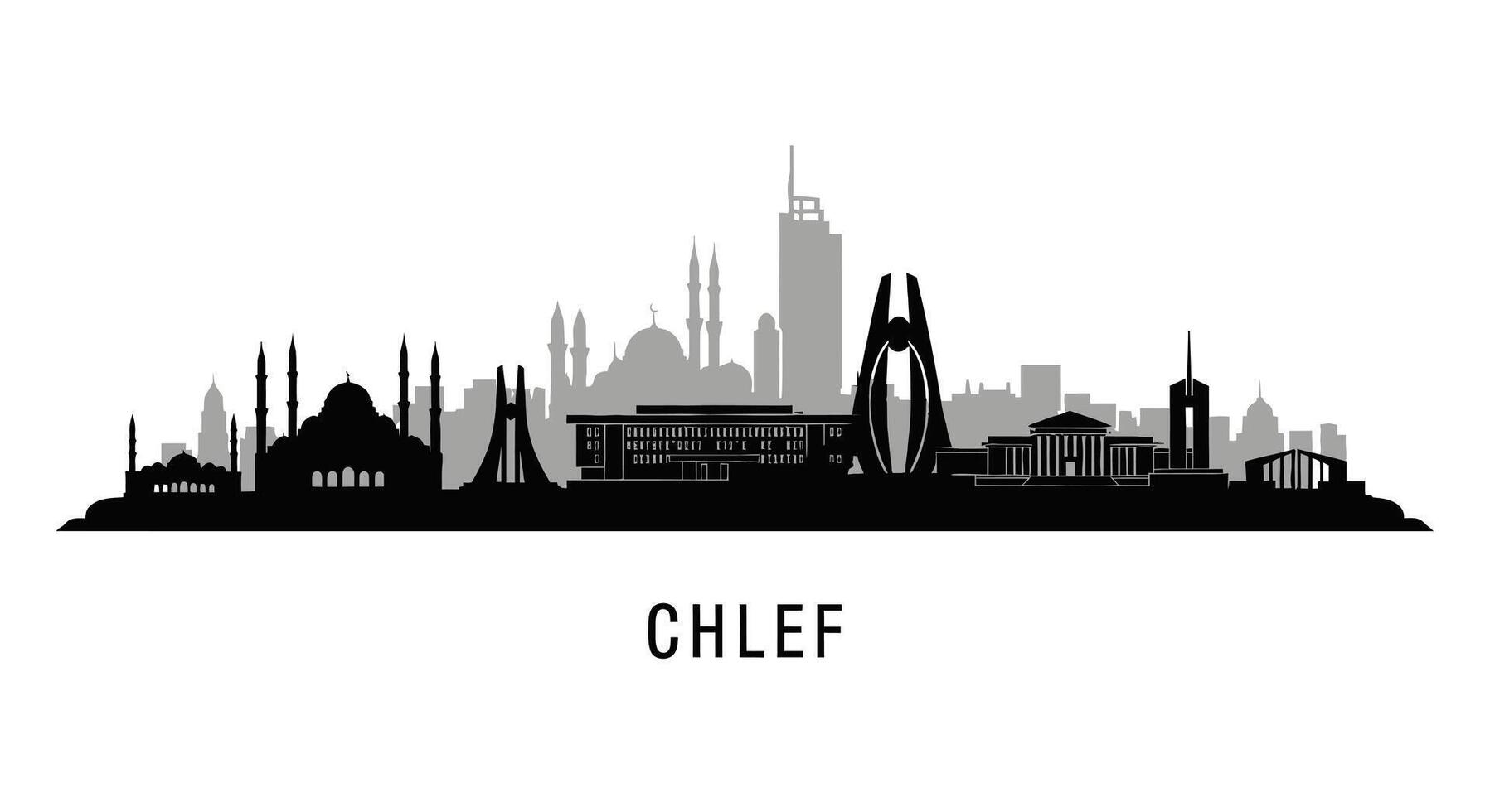 Chlef Skyline Algeria Cityscape Silhouette. vector