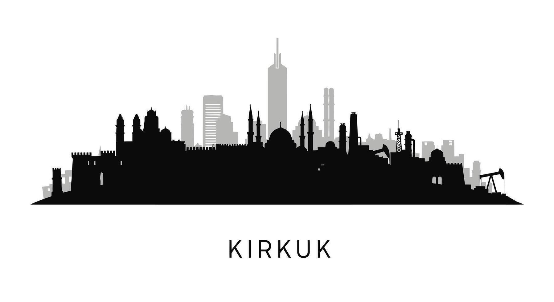 Kirkuk Iraq Skyline Silhouette with Cityscape. vector