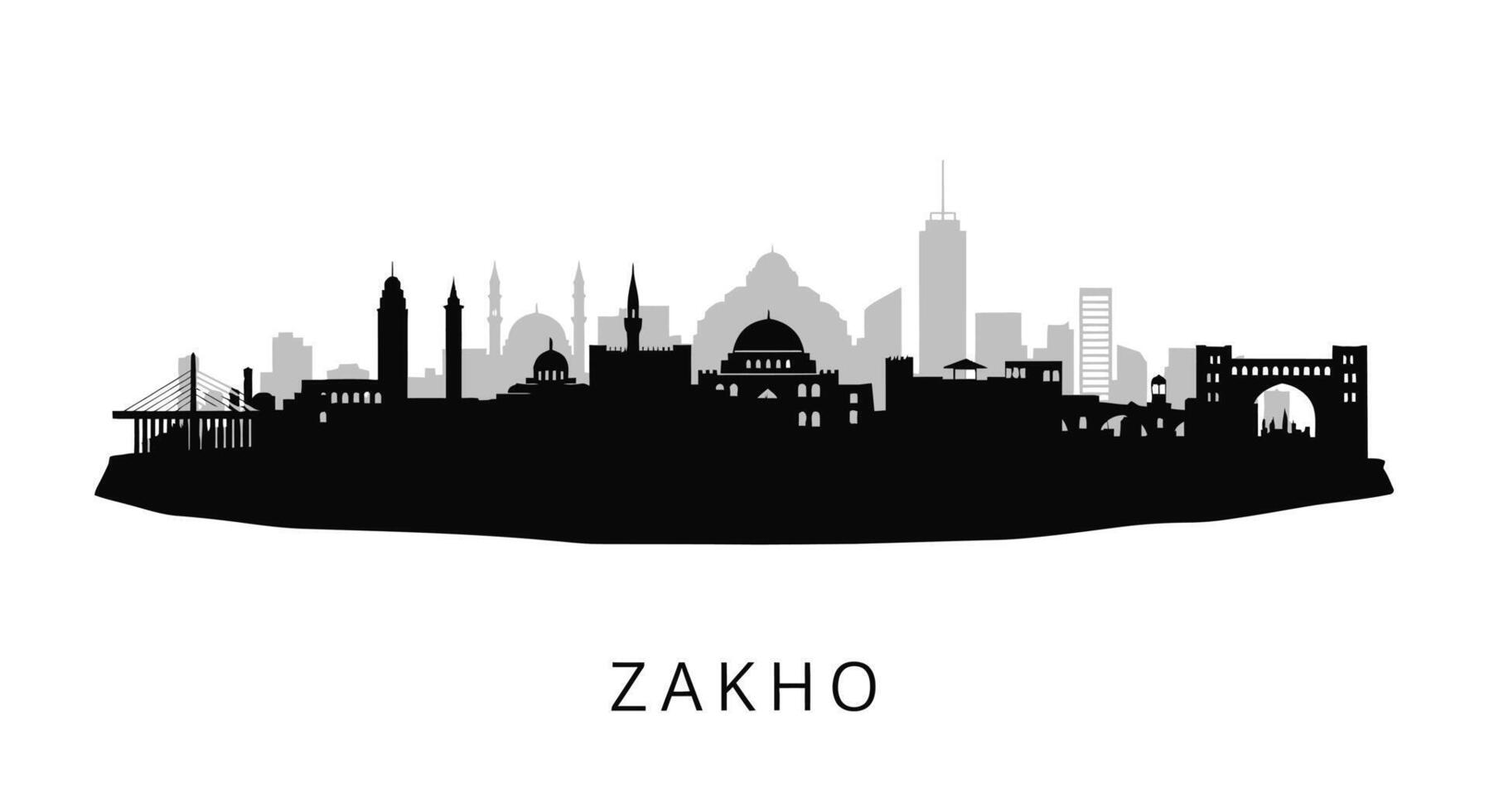 Zakho Iraq Skyline Silhouette with Cityscape. vector