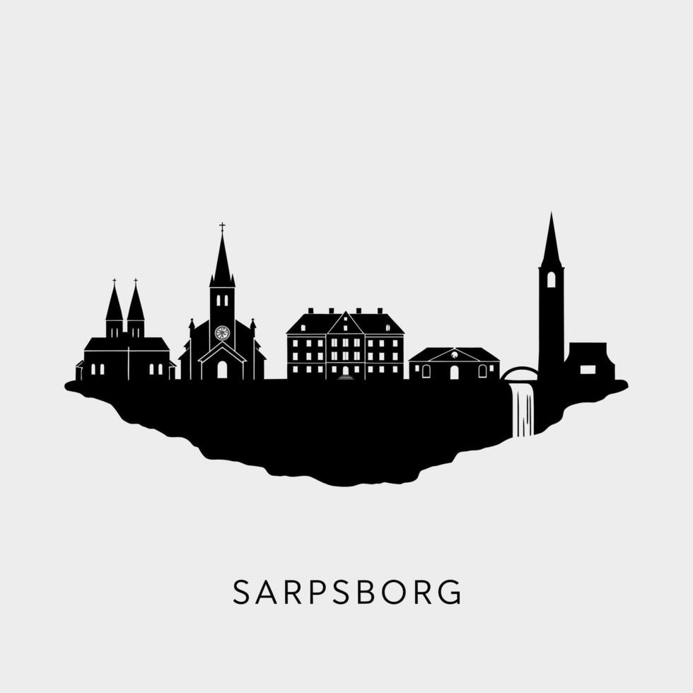 Sarpsborg skyline silhouette with Norway. vector