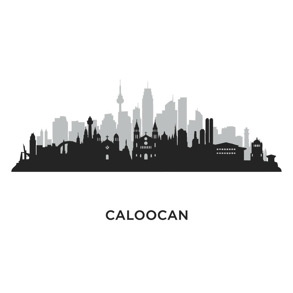 Caloocan Skyline with Philippines Cityscape. vector