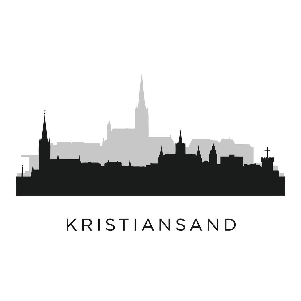 Kristiansand Skyline with Norway, Silhouette, and Cityscape. vector