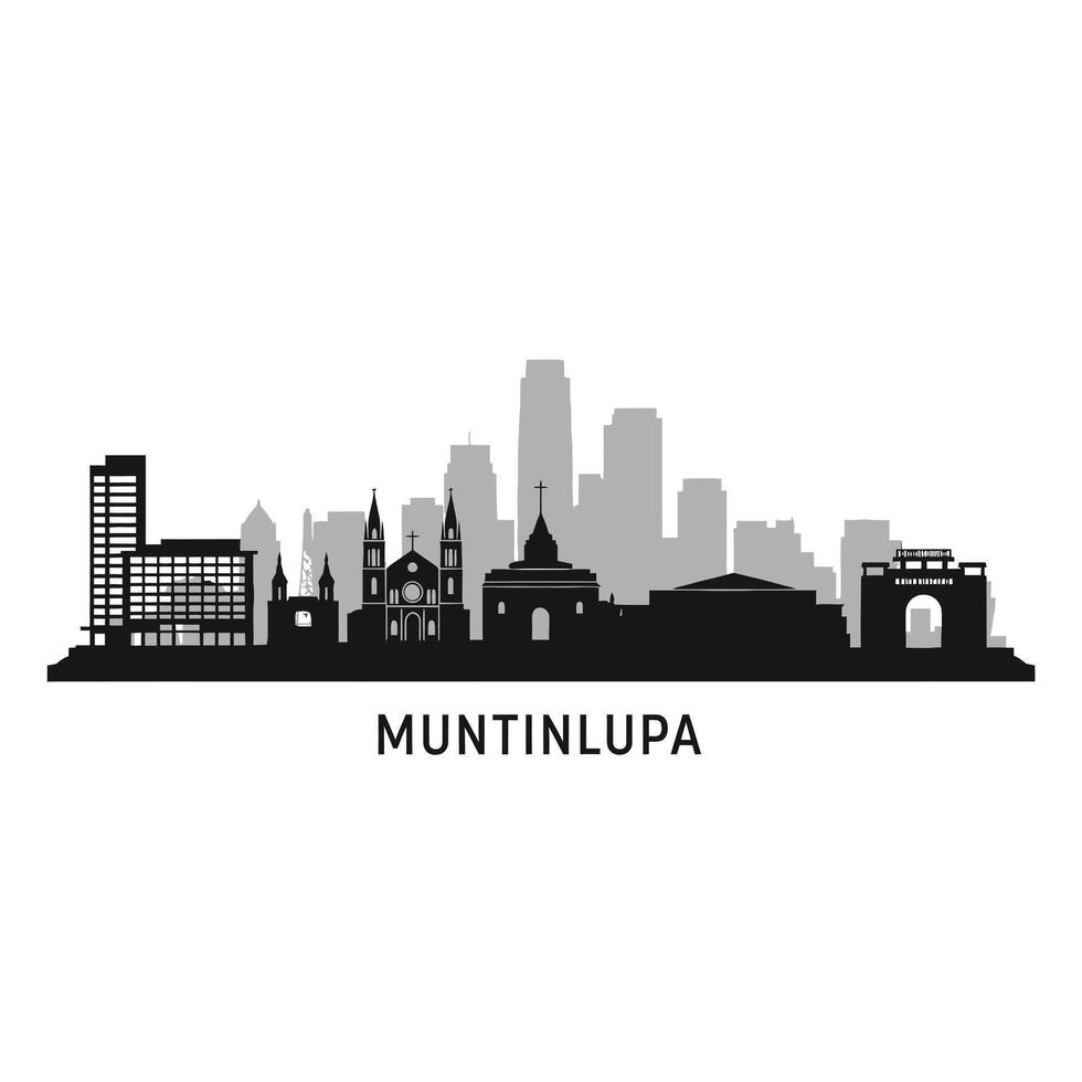 Muntinlupa Skyline Cityscape Silhouette. vector