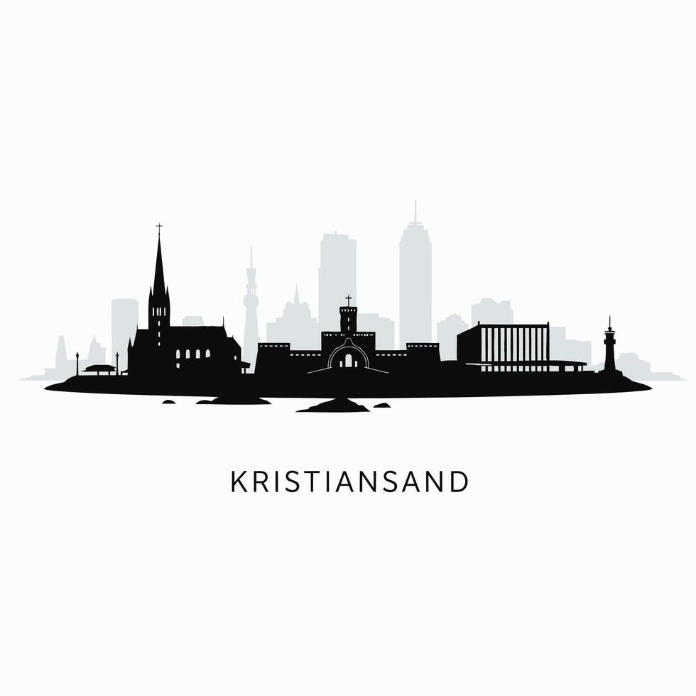 Kristiansand with Norway Skyline Silhouette. vector