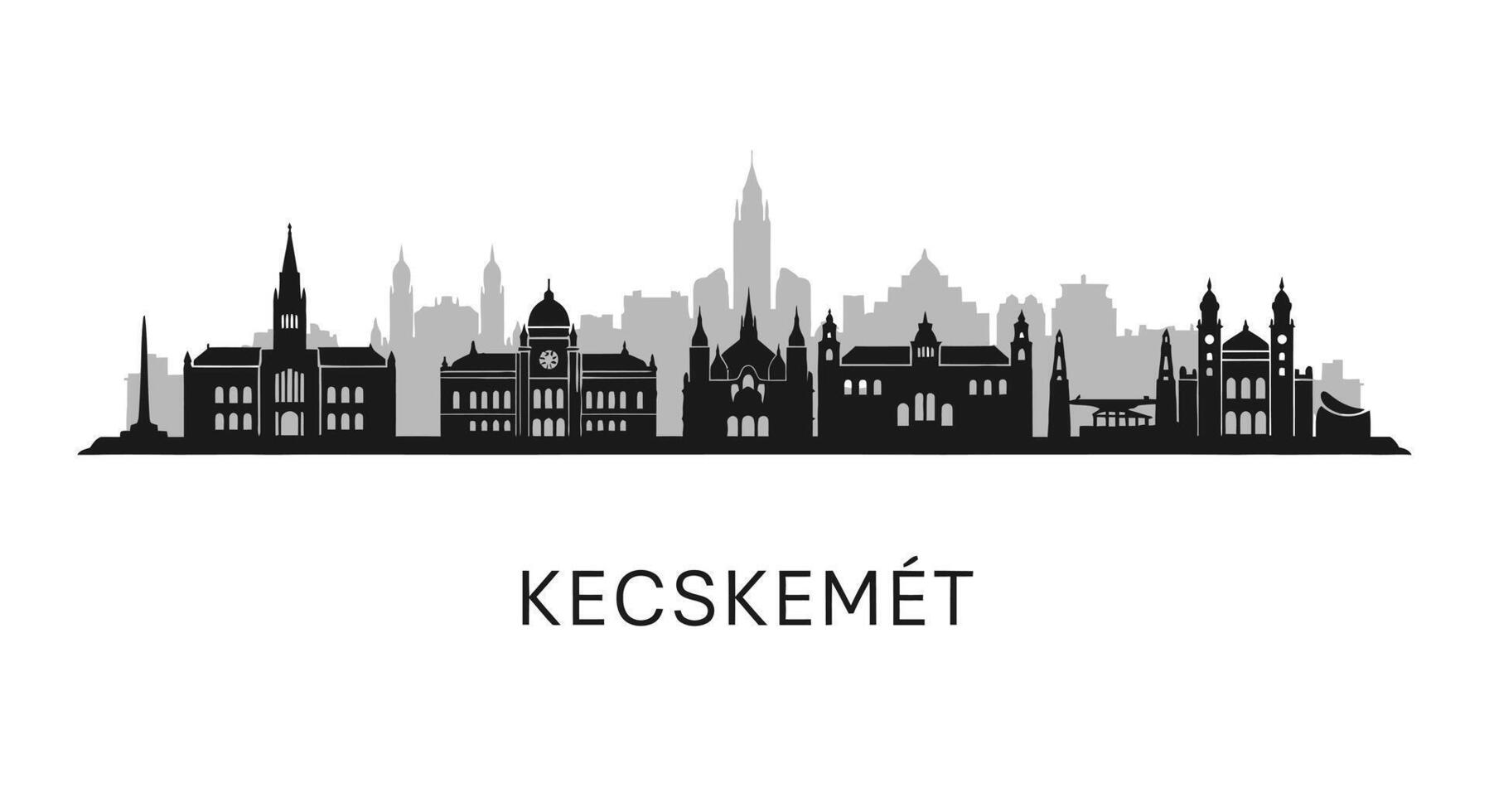 Kecskemt with Hungary Skyline, Silhouette, and Cityscape. vector