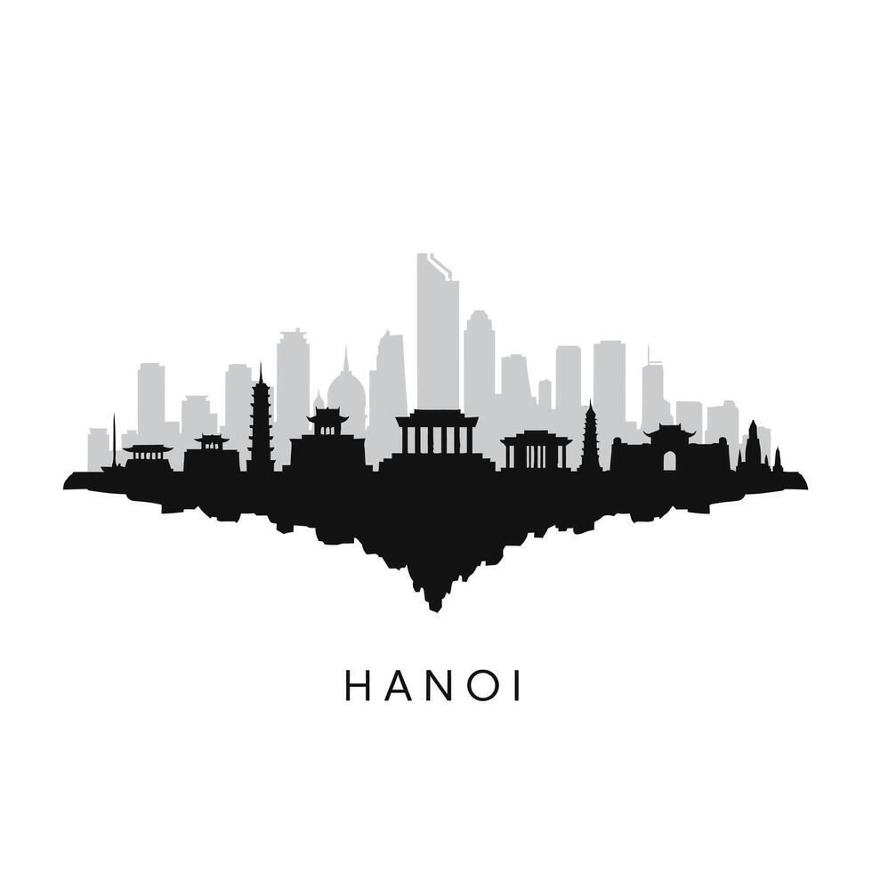 Hanoi Cityscape with Vietnam, Skyline Silhouette, and Urban. vector