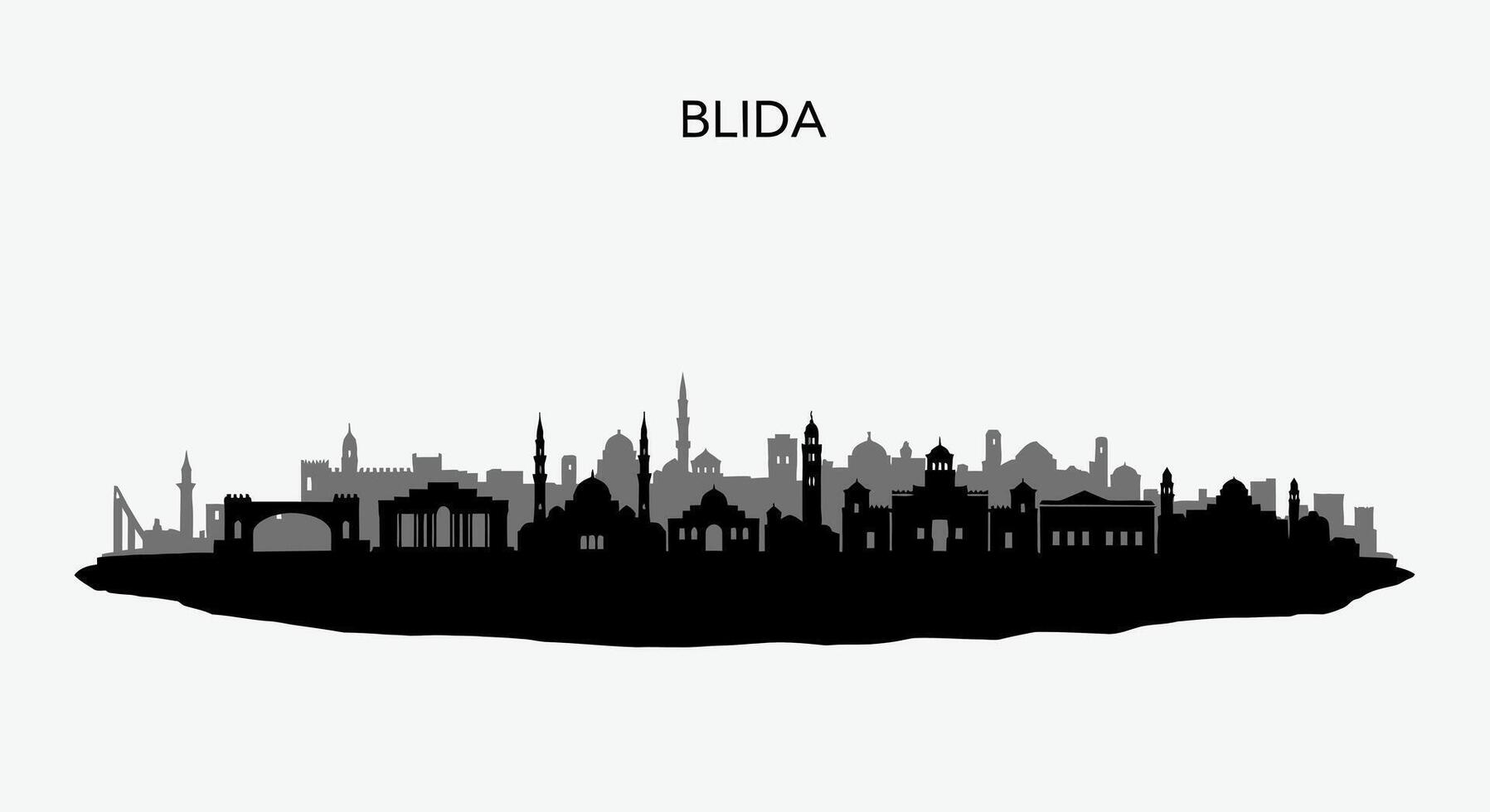 Blida with Algeria Skyline Silhouette, and Cityscape. vector