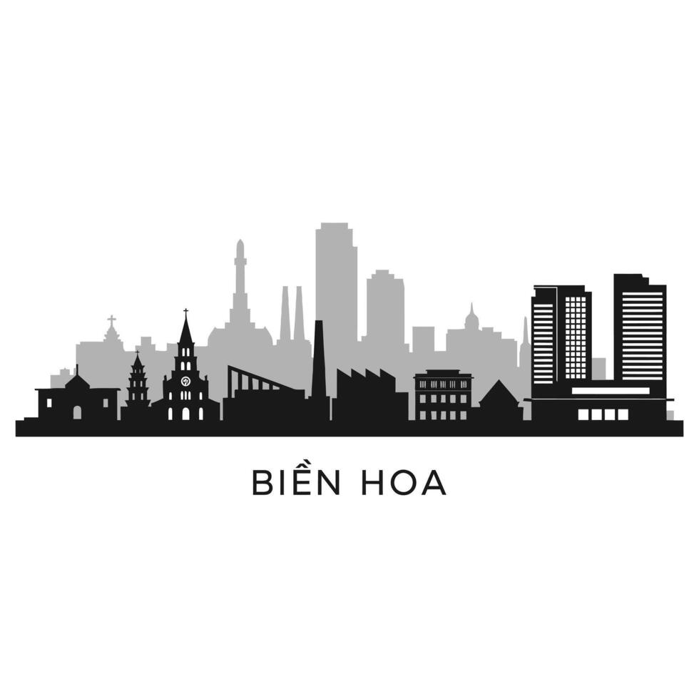 Bien Hoa Vietnam Skyline Silhouette with Cityscape. vector