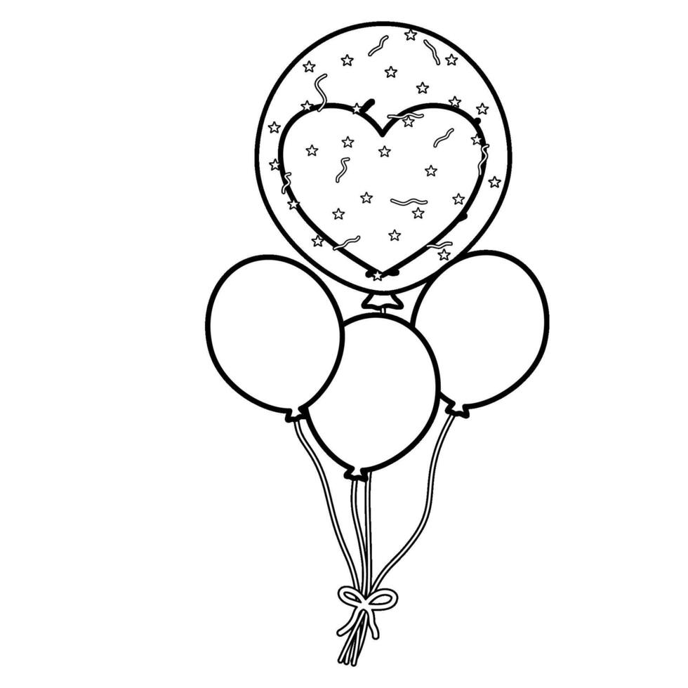 Balloons with heart shape outline vector