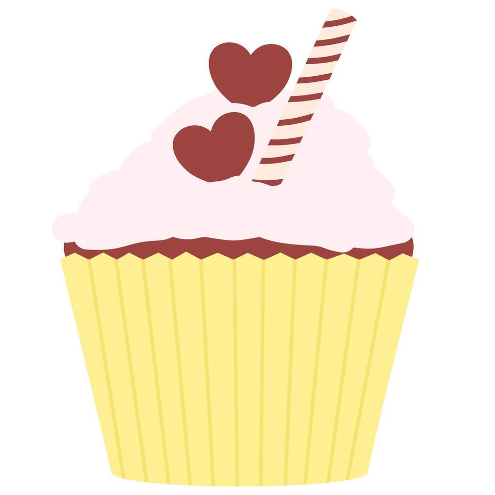 Cupcake with heart chocolate vector