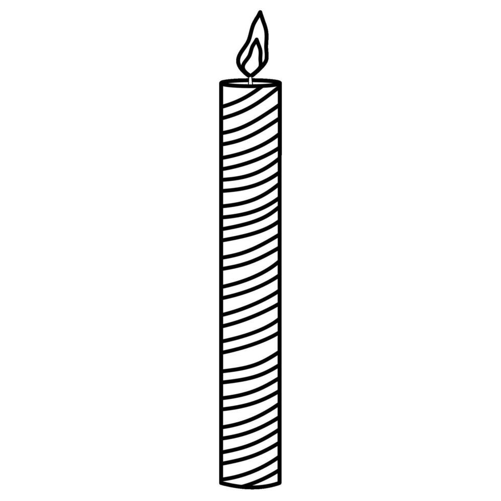 Stripped candle with flame out line vector