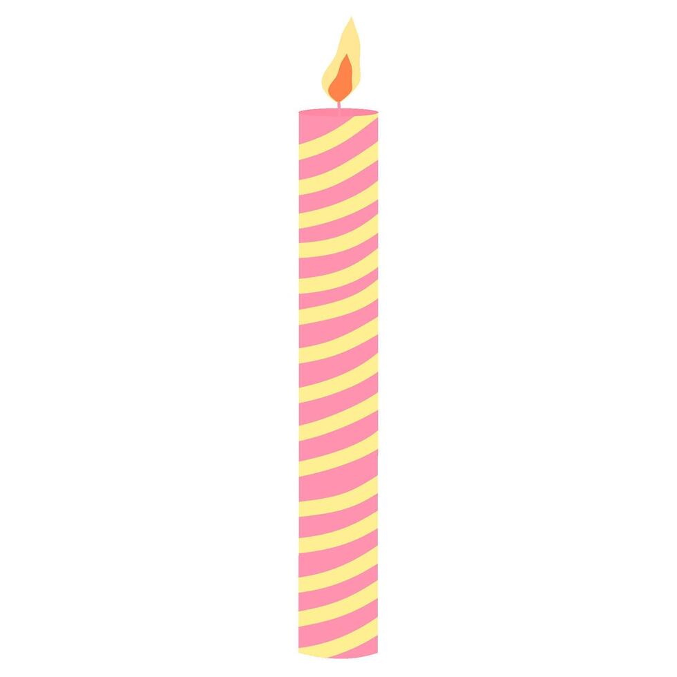 Stripped candle with flame vector